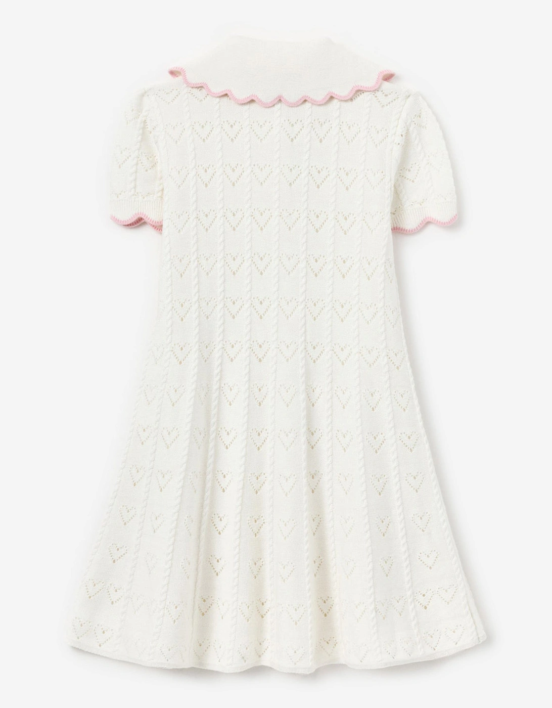 Girls Heart Knit Dress in Ivory