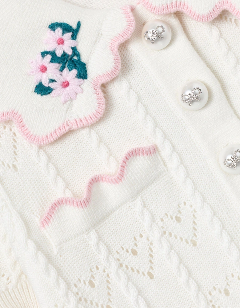 Girls Heart Knit Dress in Ivory