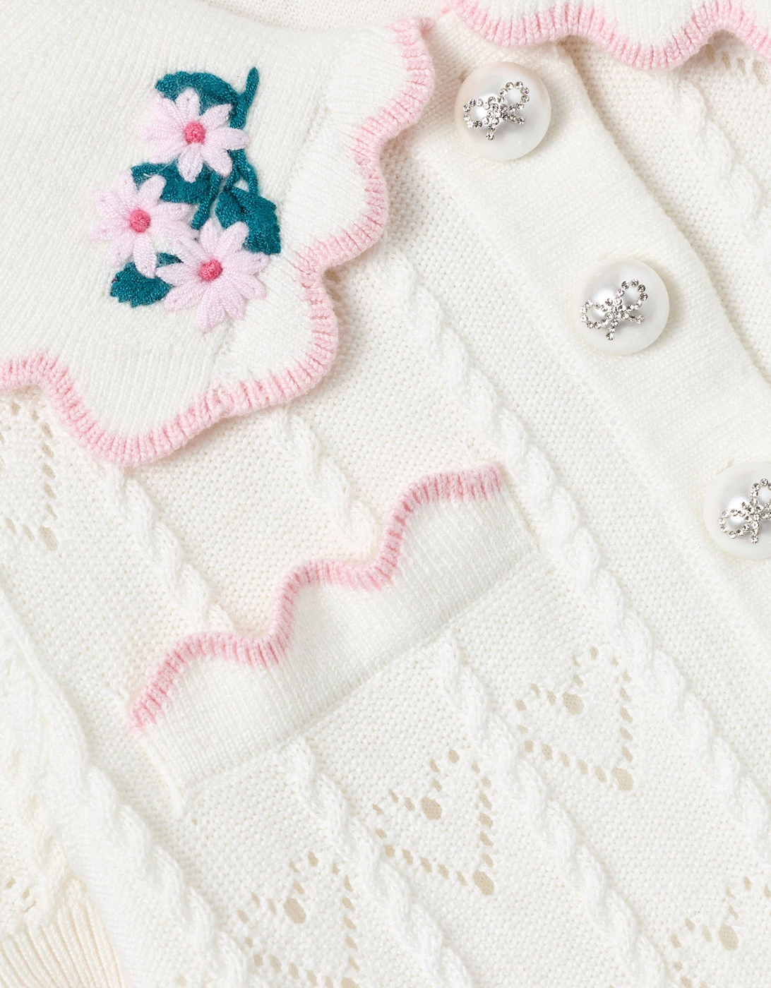 Girls Heart Knit Dress in Ivory