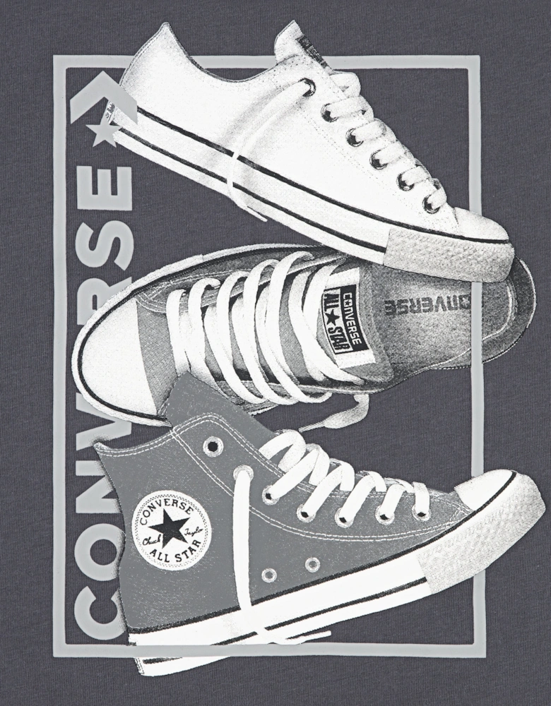 Boys 3 Shoe Print T-Shirt in Grey