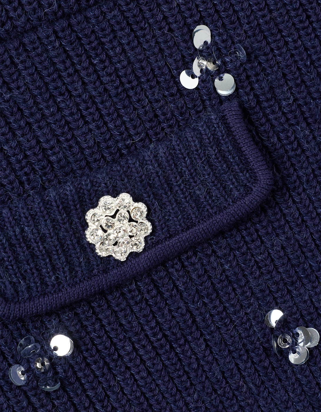 Girls Embellished Knit Skirt in Navy