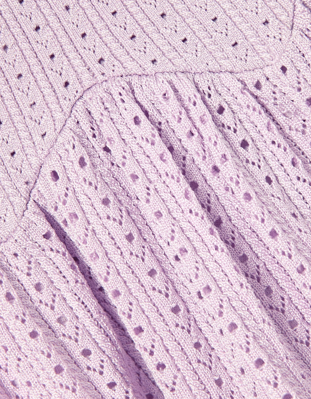 Girls Pointelle Ribbed Knit Skirt in Pink