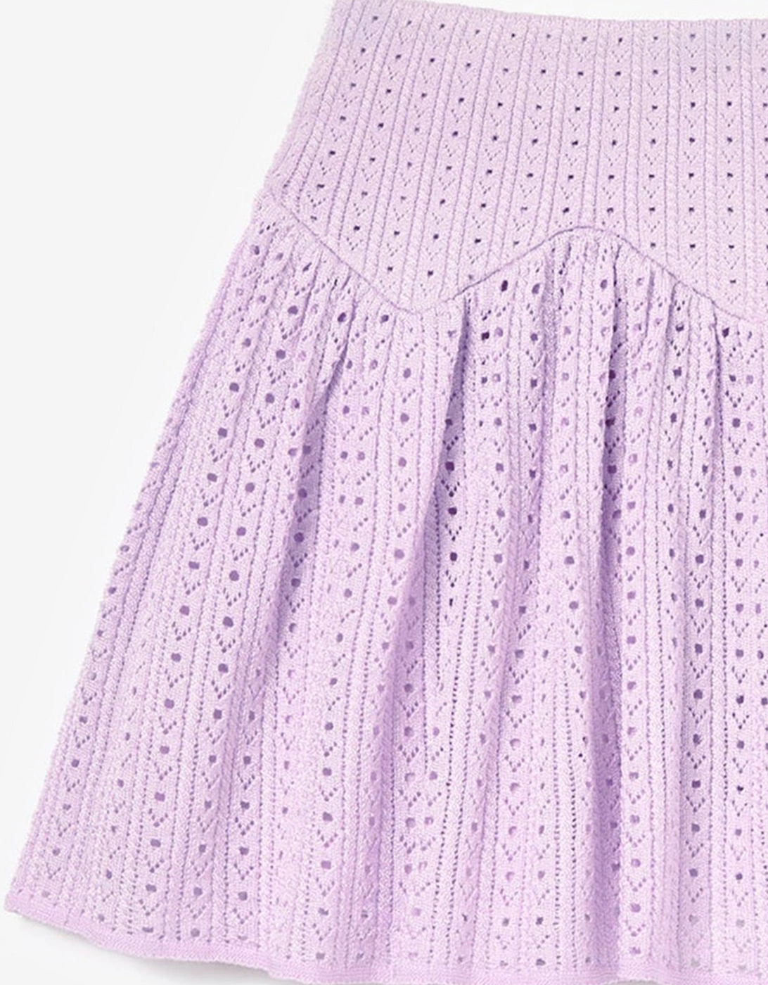 Girls Pointelle Ribbed Knit Skirt in Pink