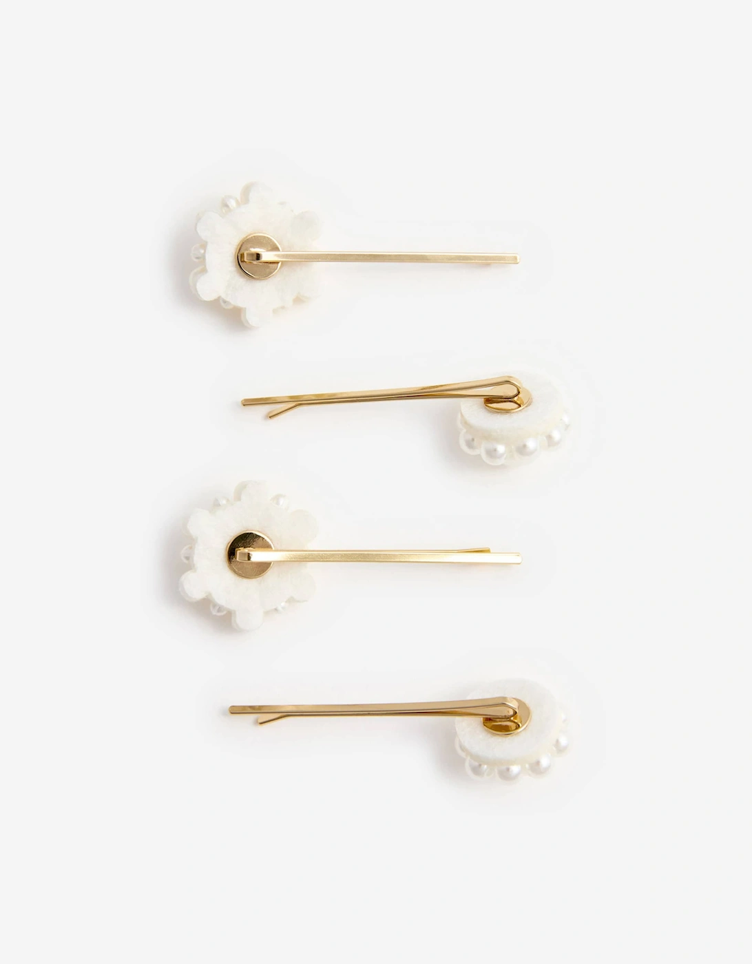 Girls Pearl Flower Hair Clips in Gold