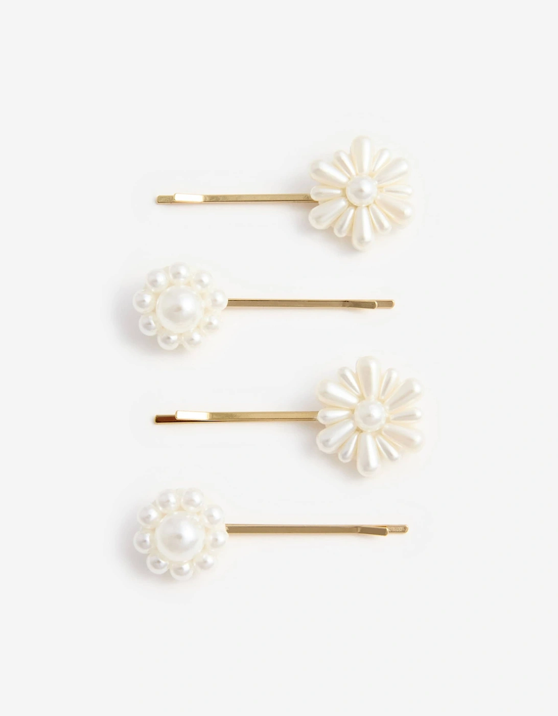Girls Pearl Flower Hair Clips in Gold, 8 of 7