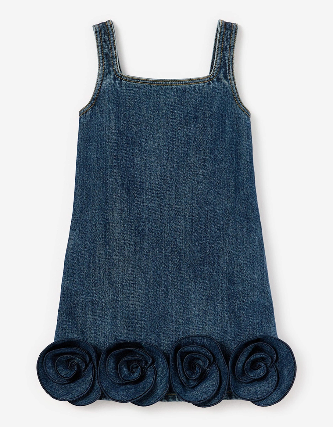 Girls Denim Flower Dress in Blue, 5 of 4