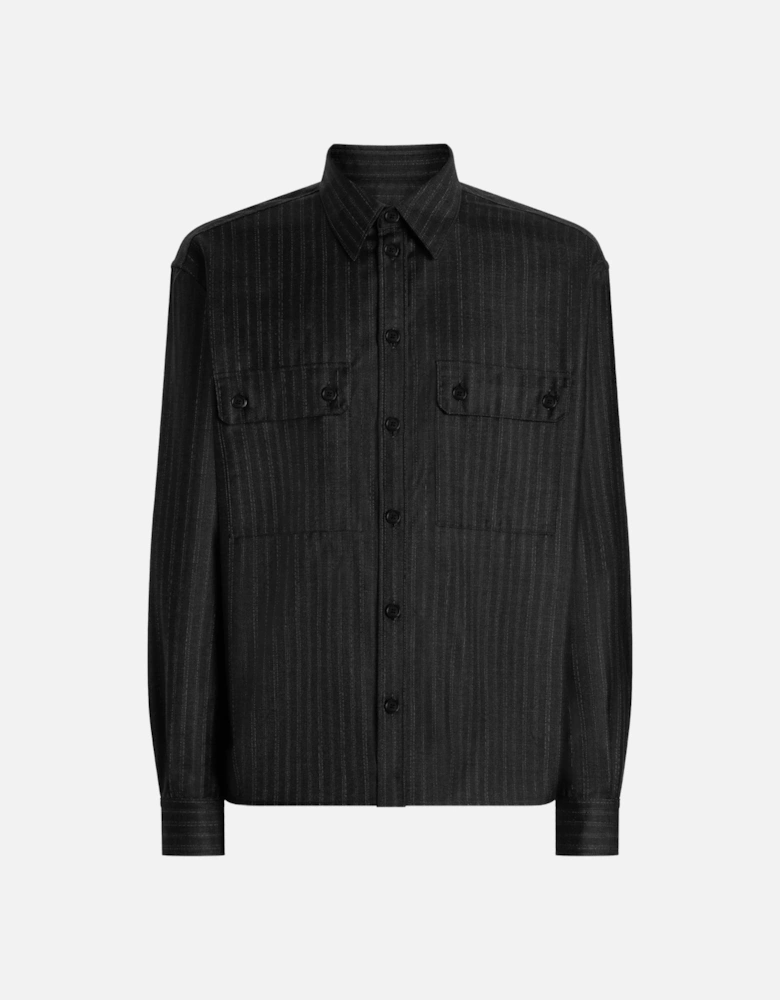 Over Fit Pin Stripe Shirt Black
