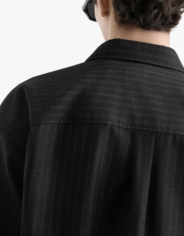 Over Fit Pin Stripe Shirt Black