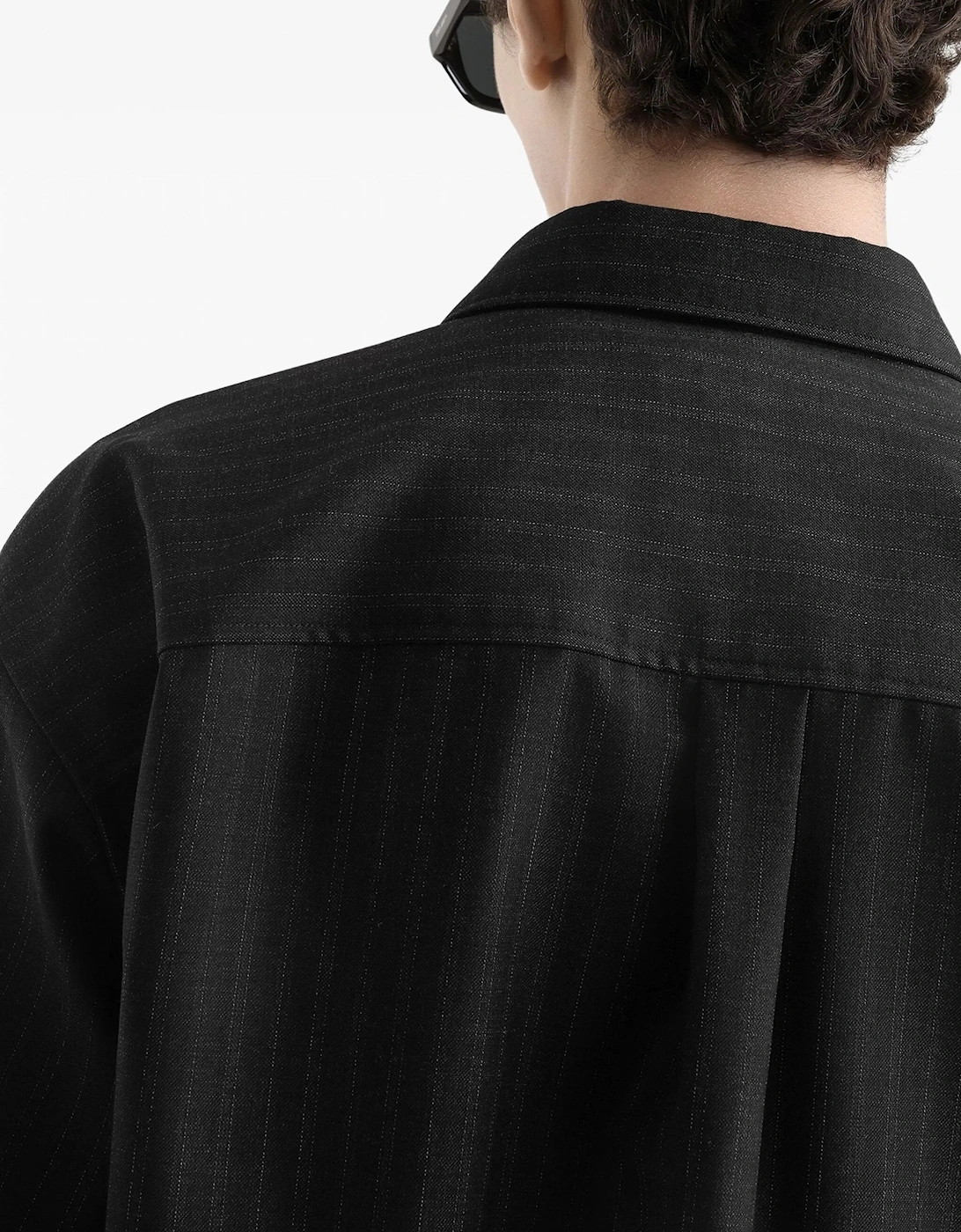 Over Fit Pin Stripe Shirt Black