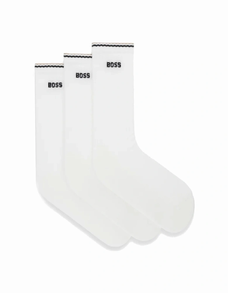 BOSS BLACK 3P RIB STRIPE SOCKS WHITE