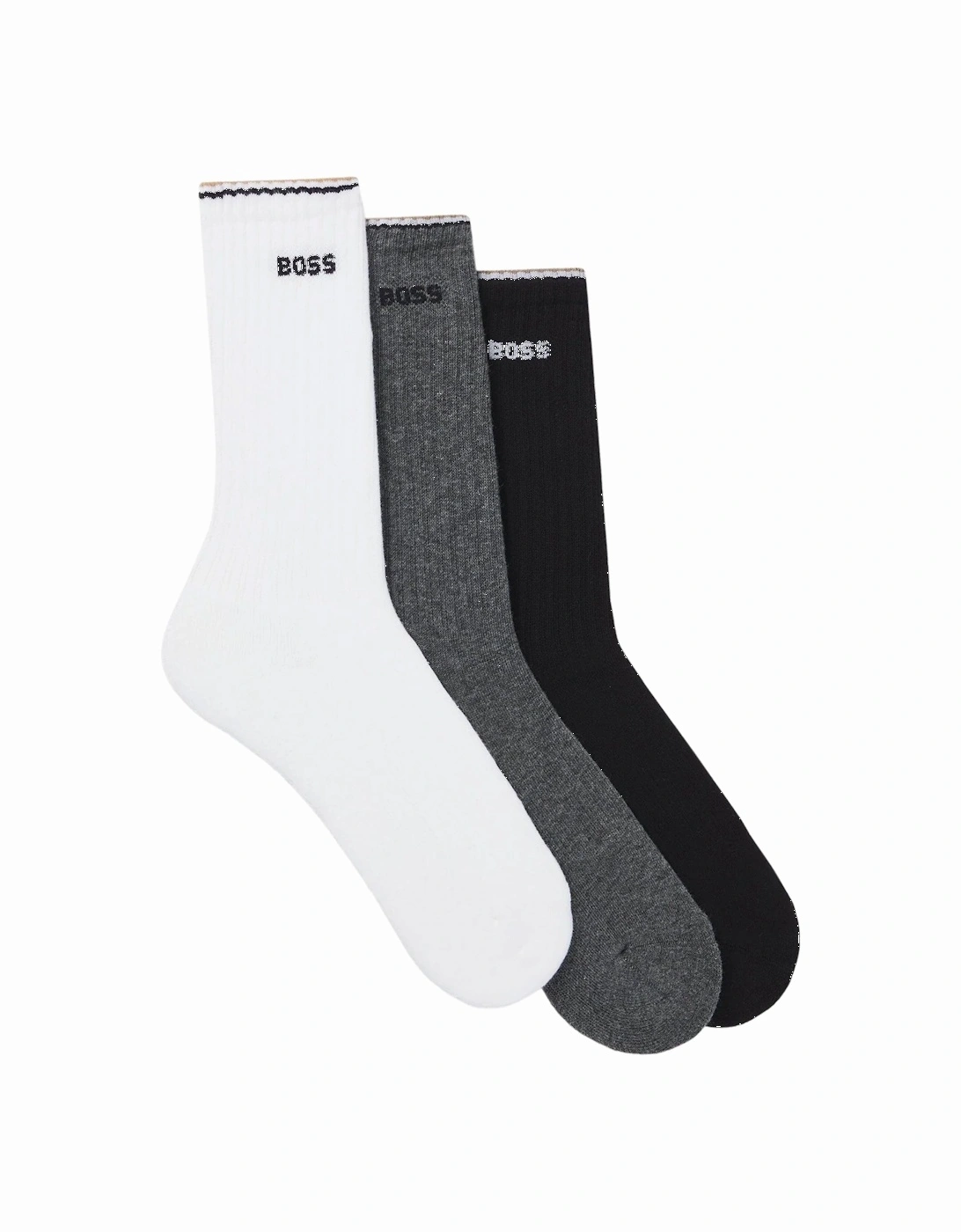 BOSS BLACK 3P RIB STRIPE SOCKS WHITE/GREY/BLACK, 2 of 1