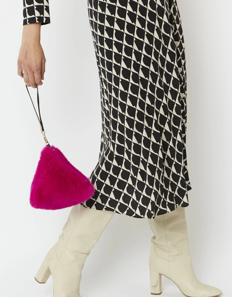Pink Pyramid Faux Fur Bag