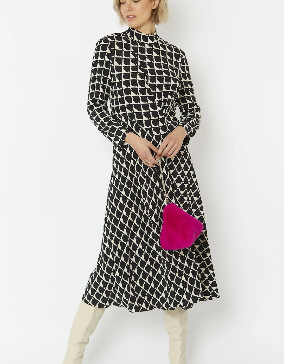 Pink Pyramid Faux Fur Bag