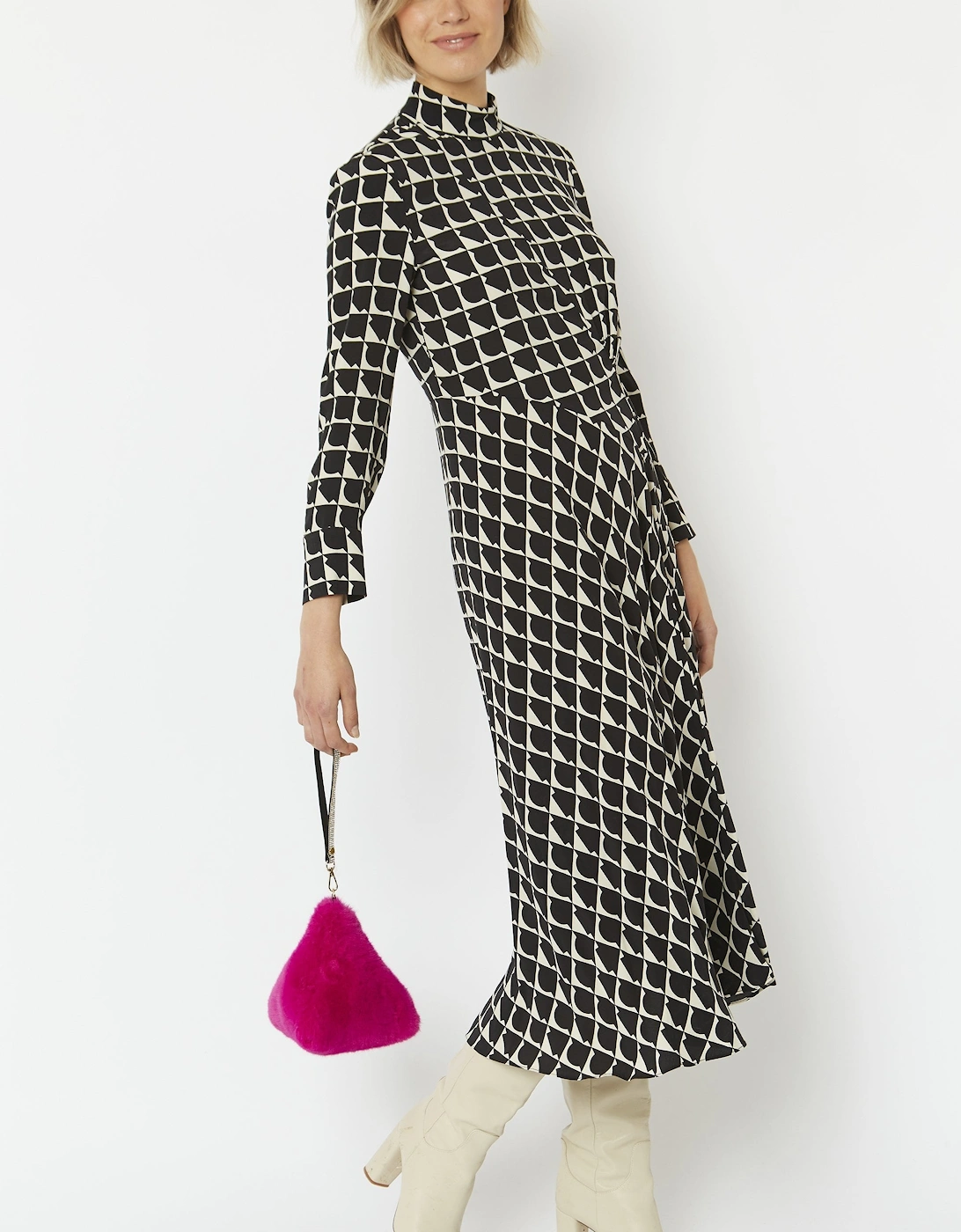 Pink Pyramid Faux Fur Bag