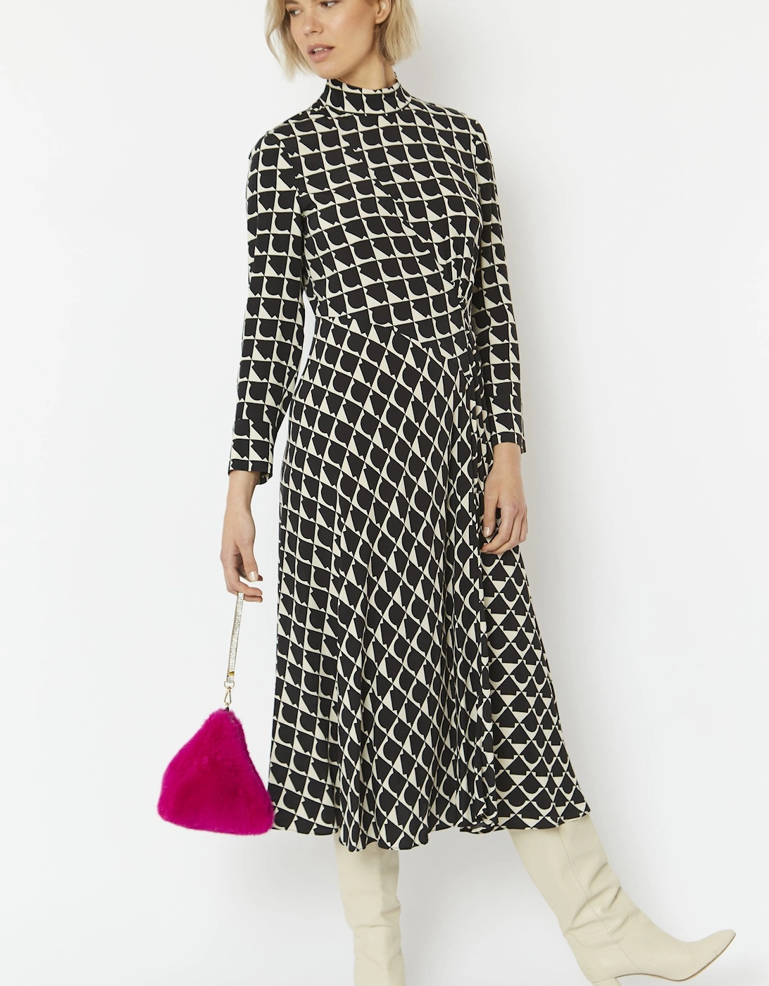 Pink Pyramid Faux Fur Bag