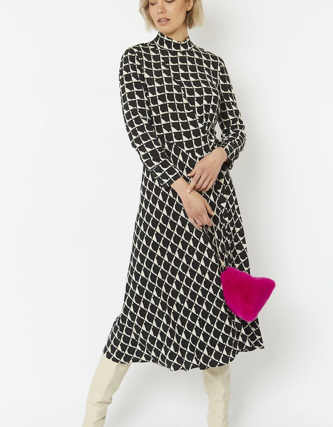 Pink Pyramid Faux Fur Bag