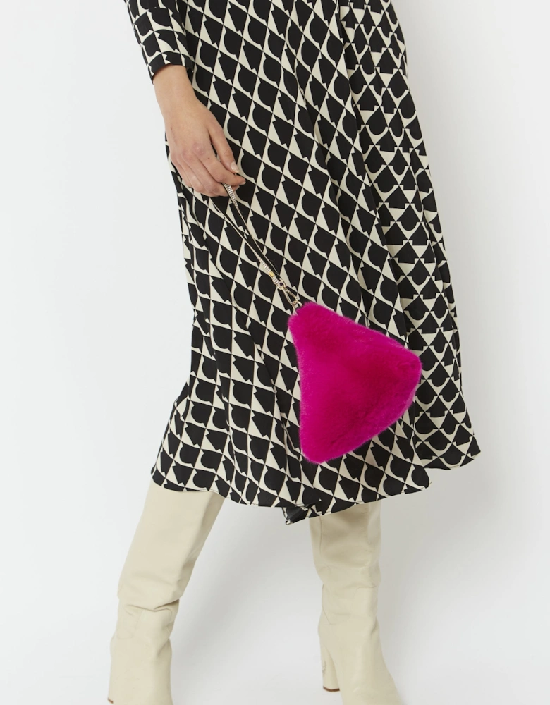 Pink Pyramid Faux Fur Bag