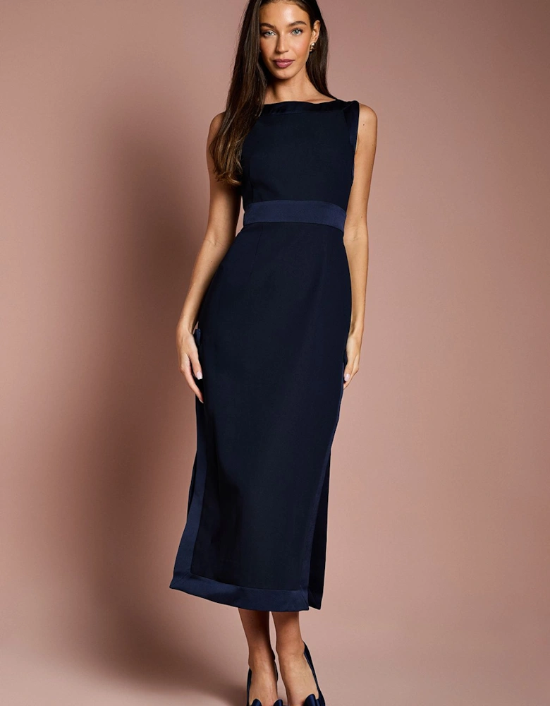 Bow Detail Round Neck Midaxi Dress