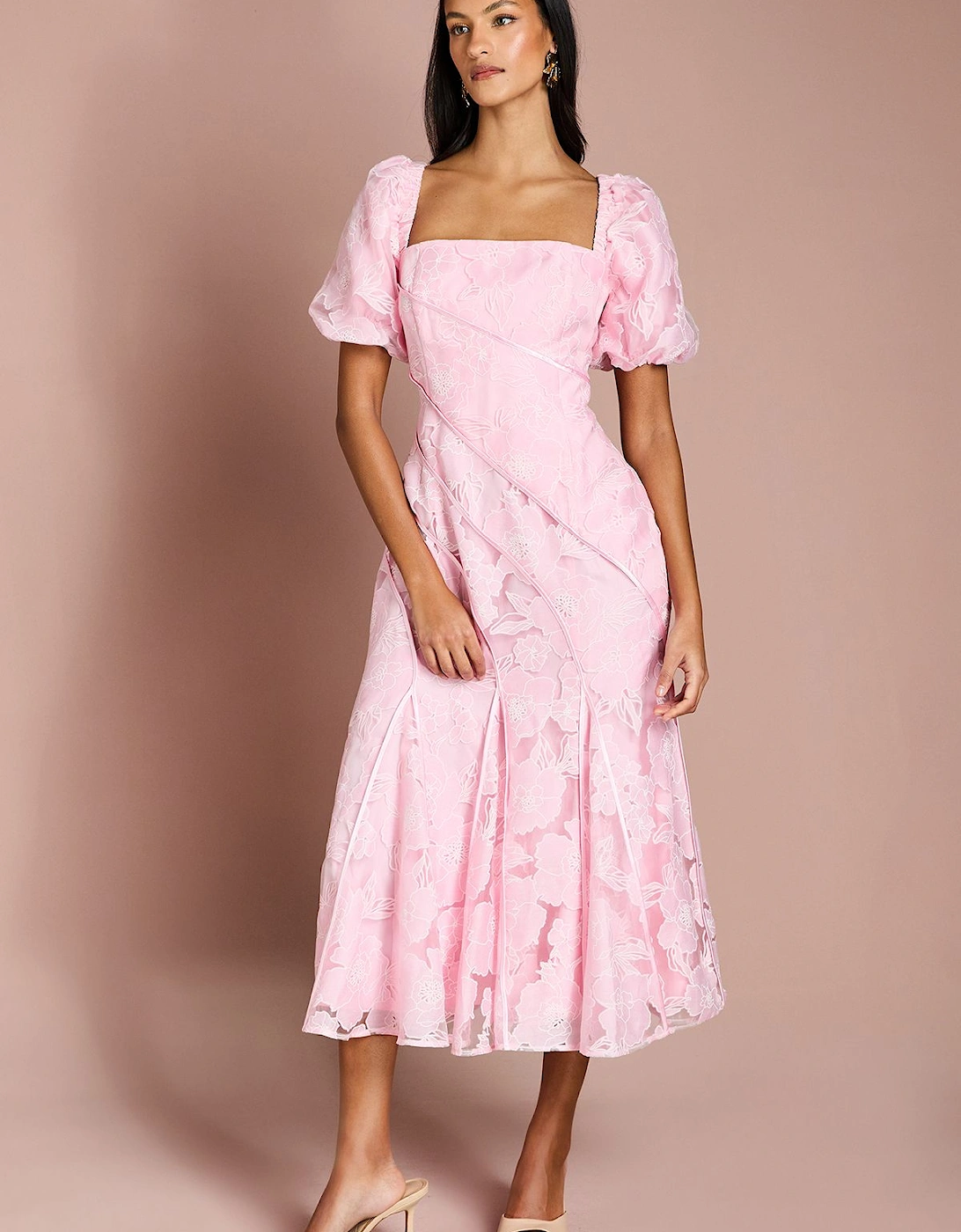 Petite Panelled Jacquard Midi Dress, 2 of 1