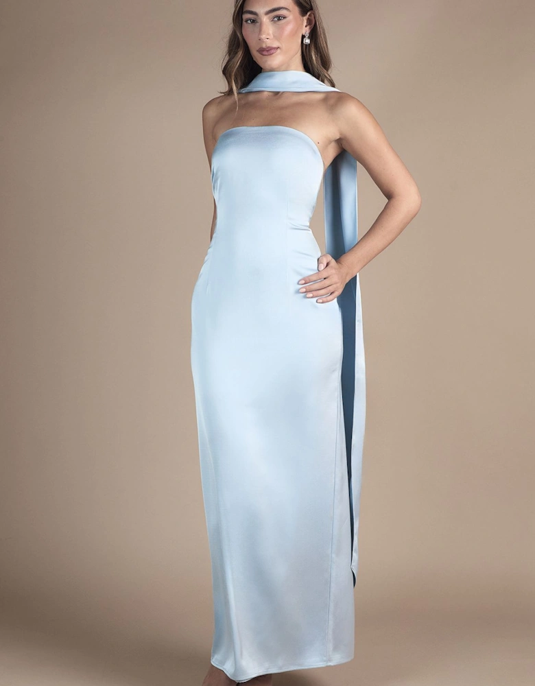 By Coast Bandeau Satin Bridesmaid Maxi Dress With Scarf