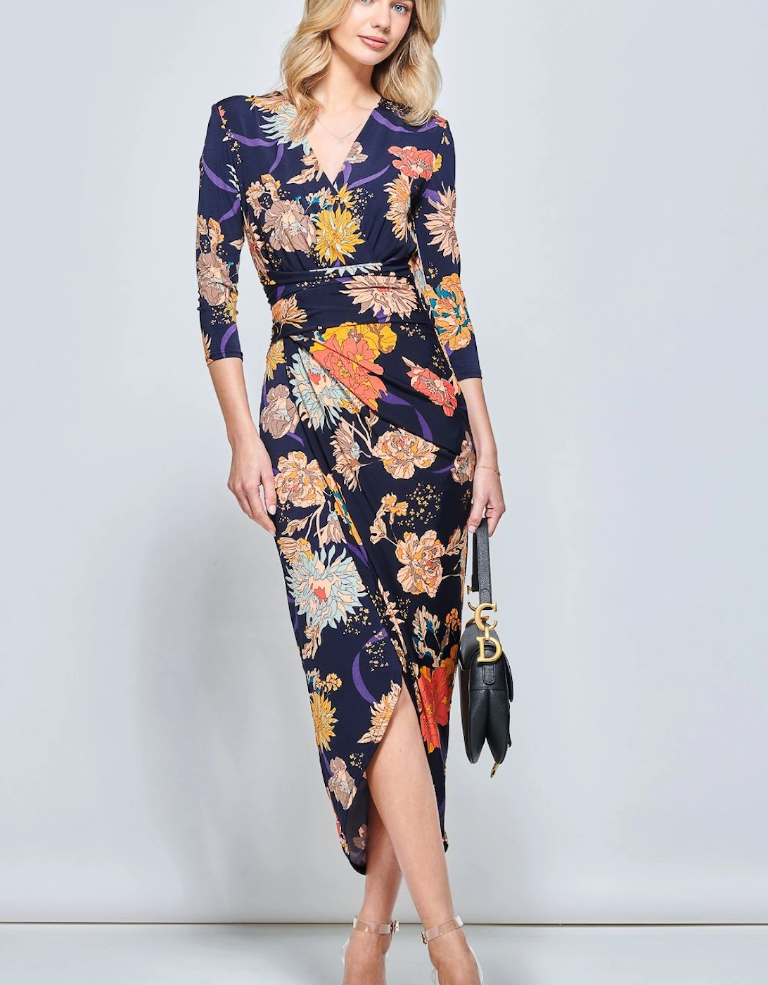 Long Sleeve Wrap Front Bodycon Dress, 2 of 1