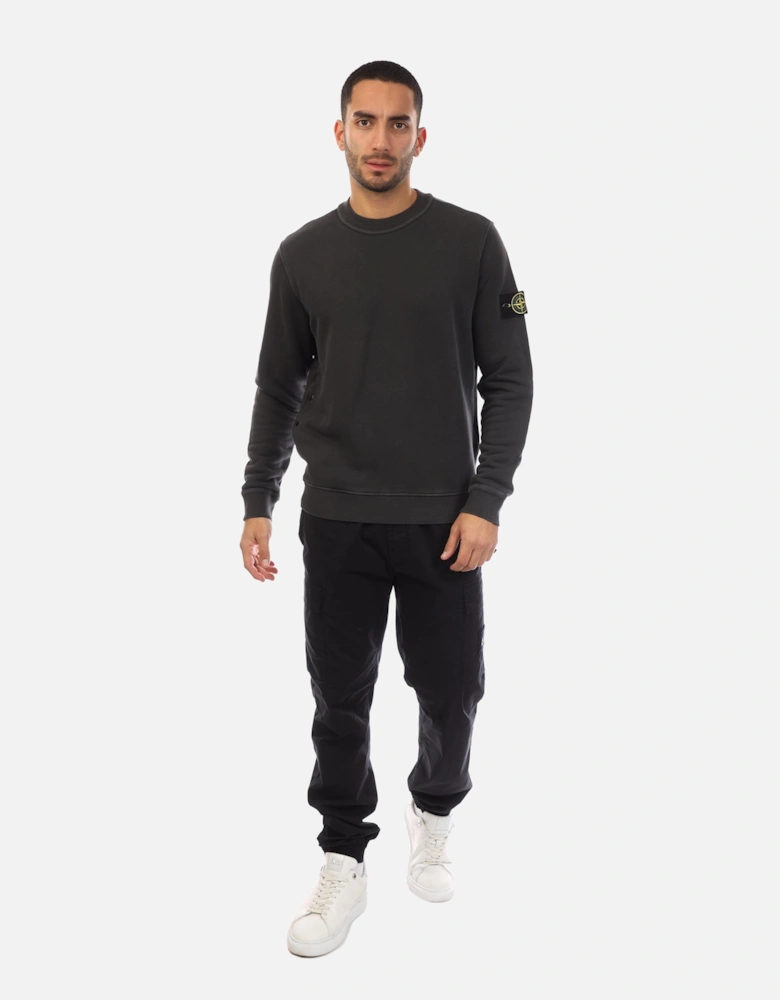 Diagonal Fleece 'Old' Effect Crewneck Sweatshirt