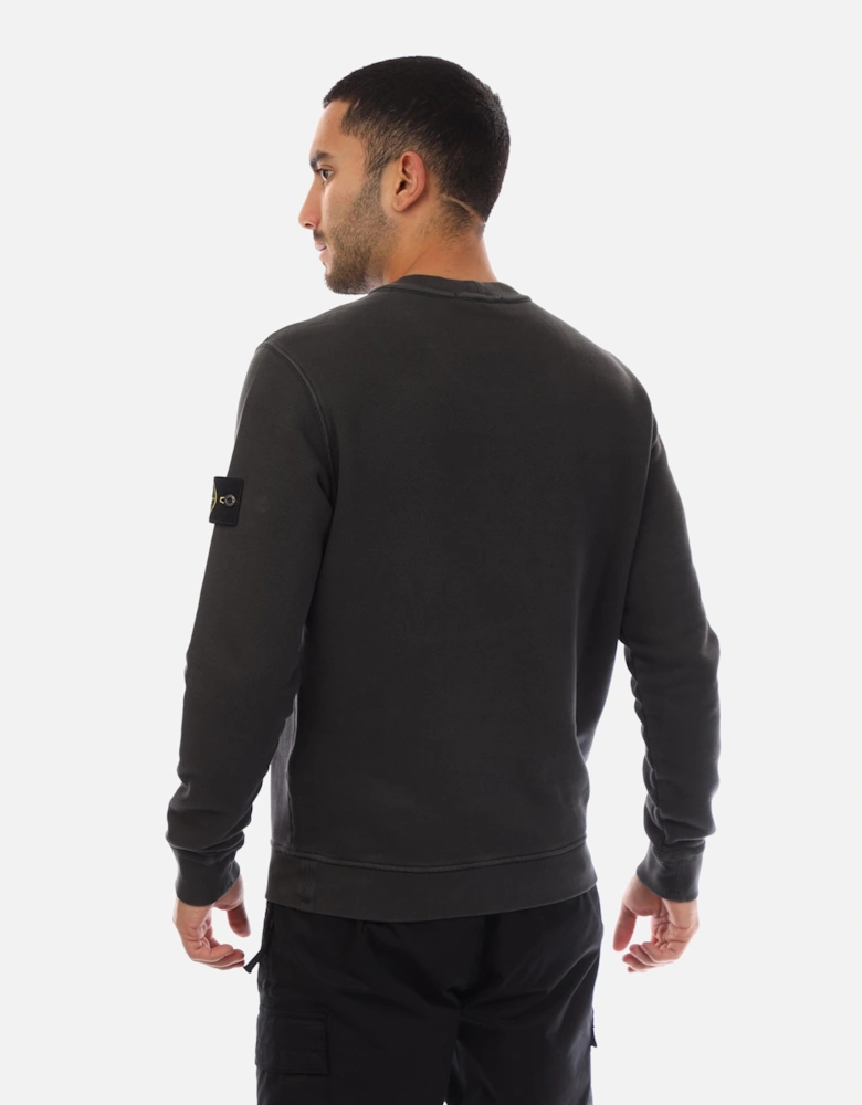 Diagonal Fleece 'Old' Effect Crewneck Sweatshirt