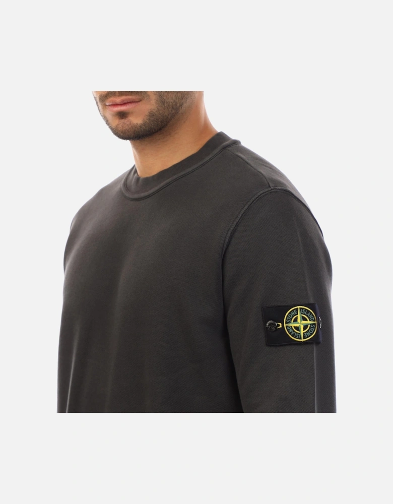 Diagonal Fleece 'Old' Effect Crewneck Sweatshirt