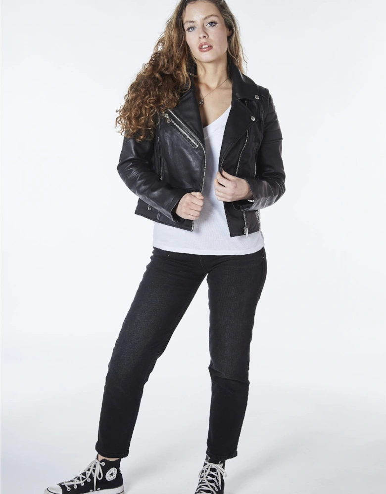 Jasmine Leather Biker Jacket