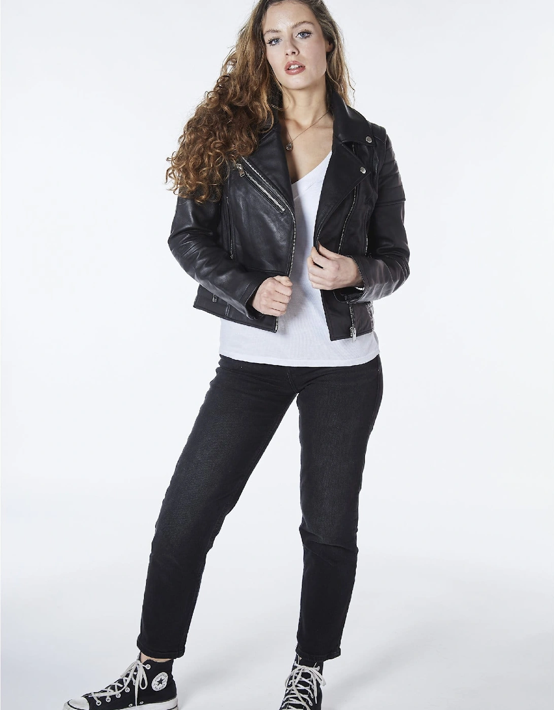 Jasmine Leather Biker Jacket