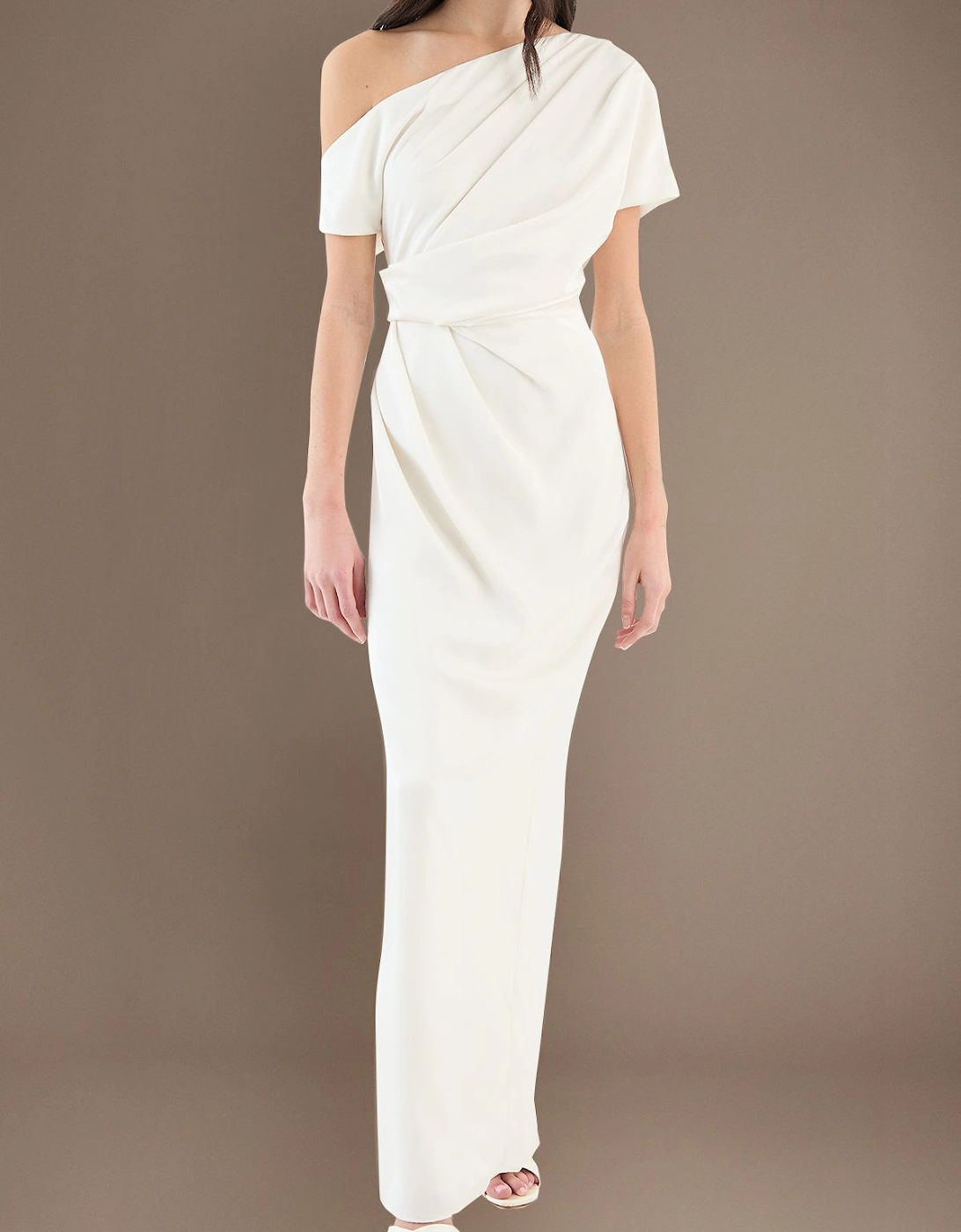 Satin Ruched Detail Off The Shoulder Maxi Wedding Dress, 2 of 1