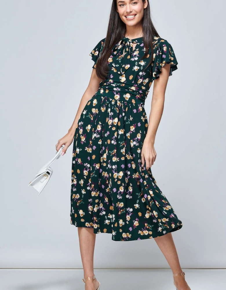 Beverly Tie Neck Midi Dress