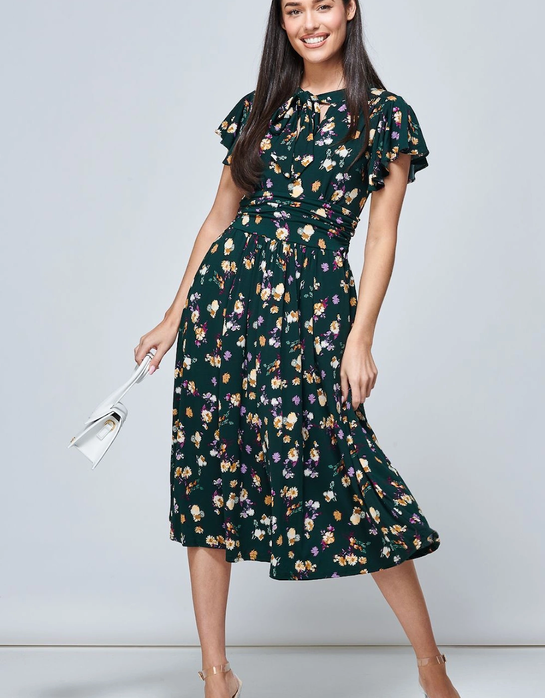 Beverly Tie Neck Midi Dress, 2 of 1