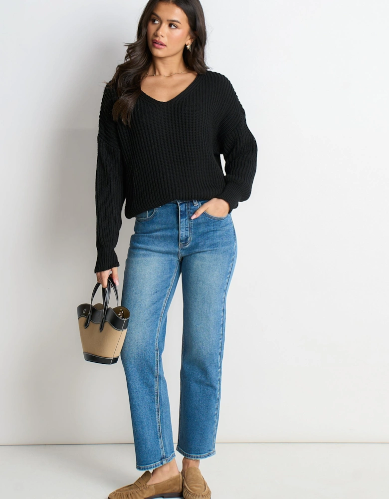 Black Chunky Knit Oversized Jumper