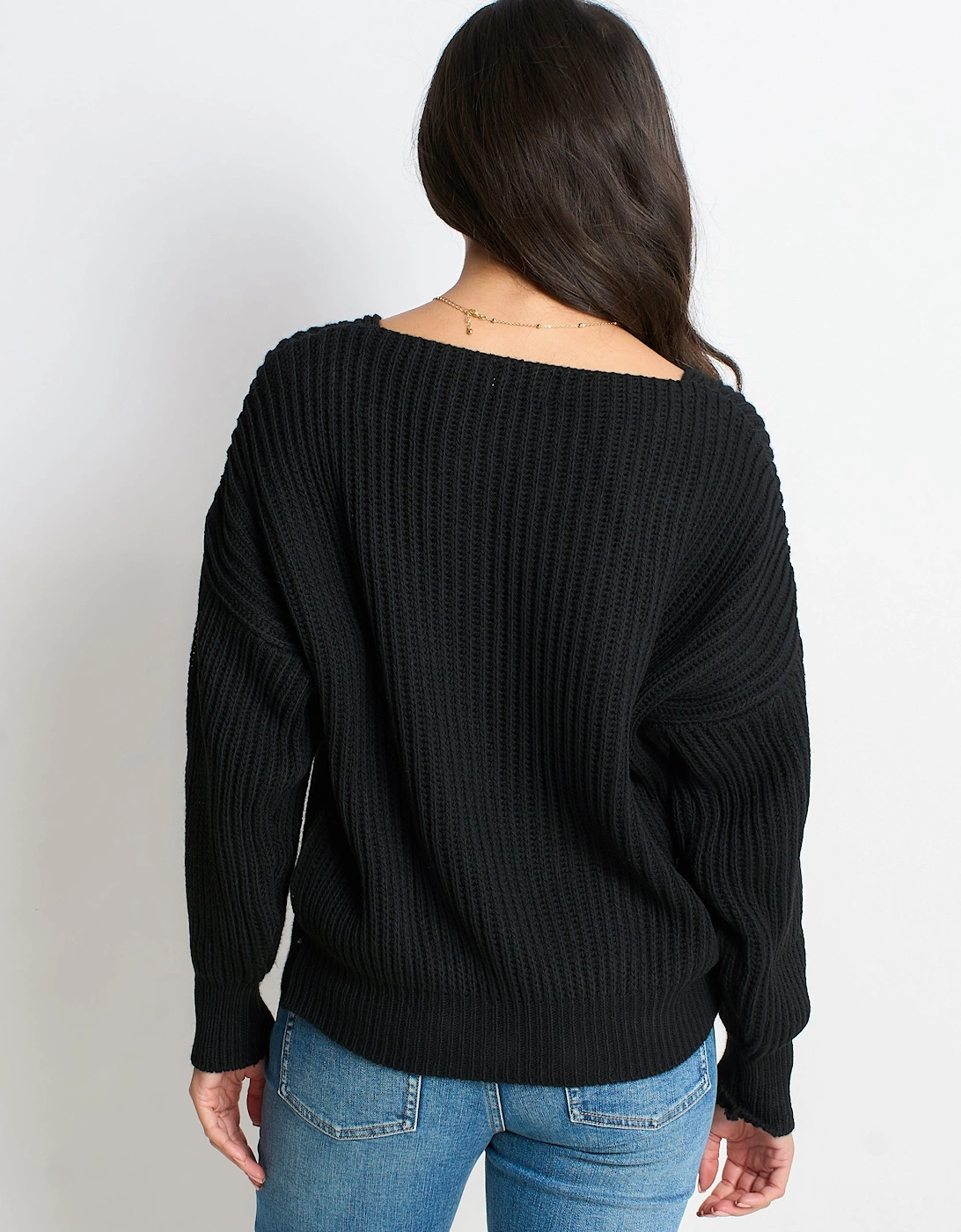 Black Chunky Knit Oversized Jumper
