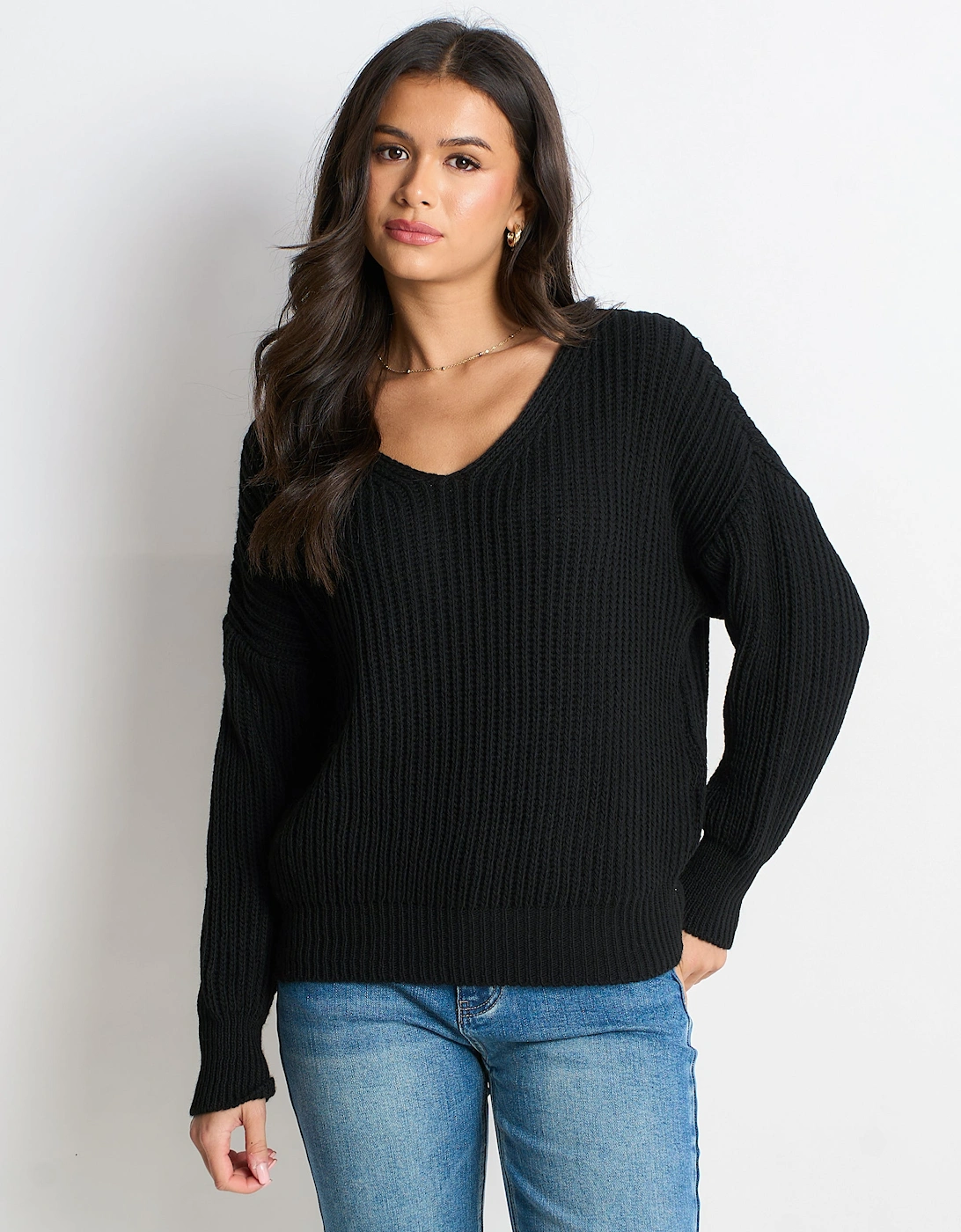 Black Chunky Knit Oversized Jumper