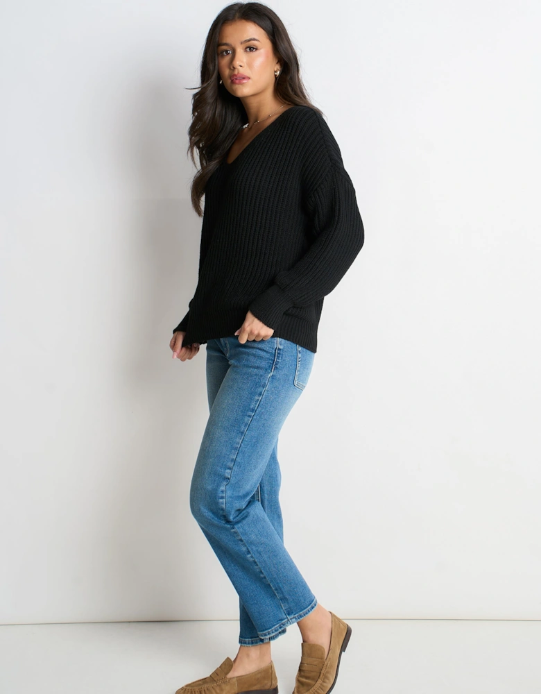 Black Chunky Knit Oversized Jumper