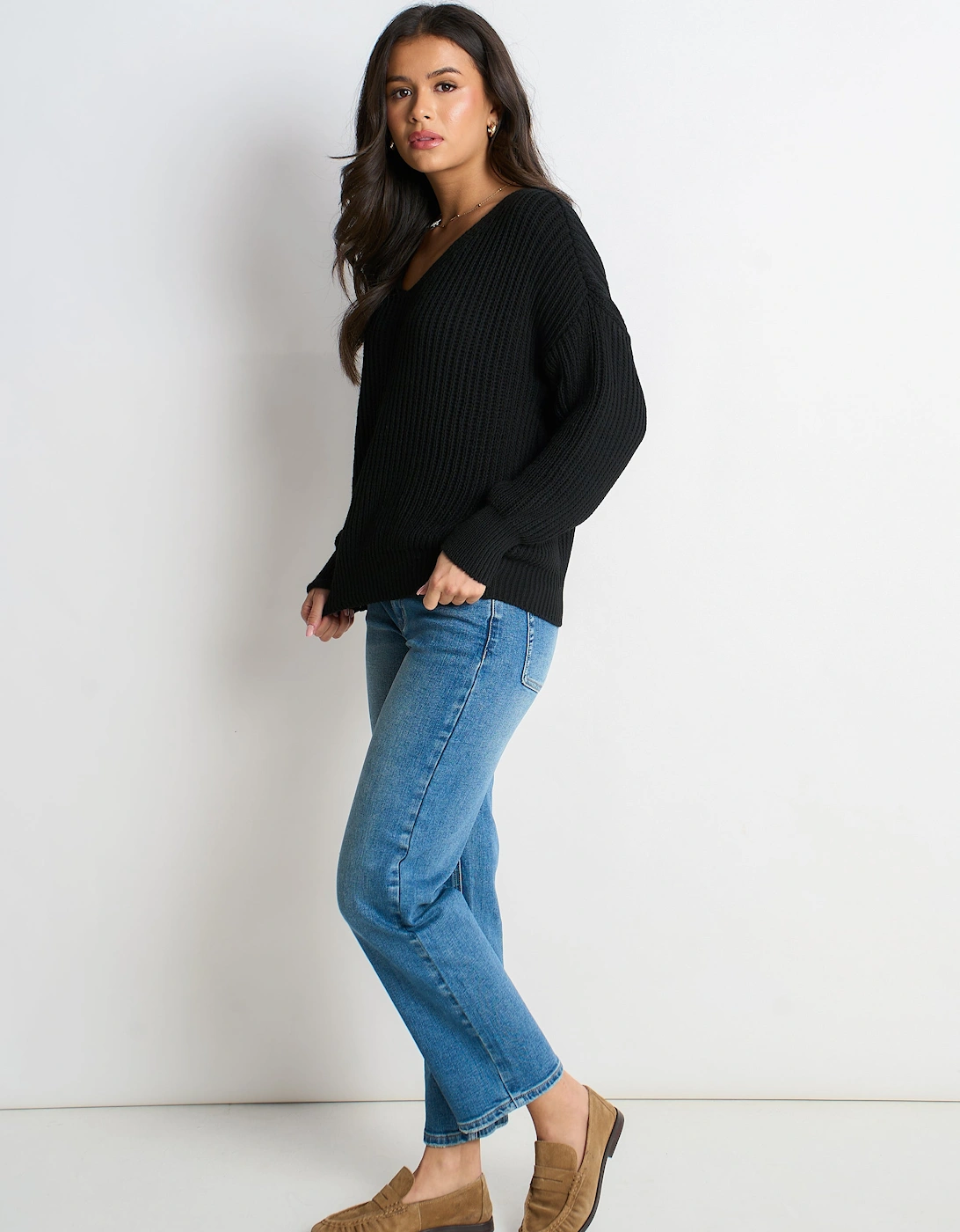 Black Chunky Knit Oversized Jumper