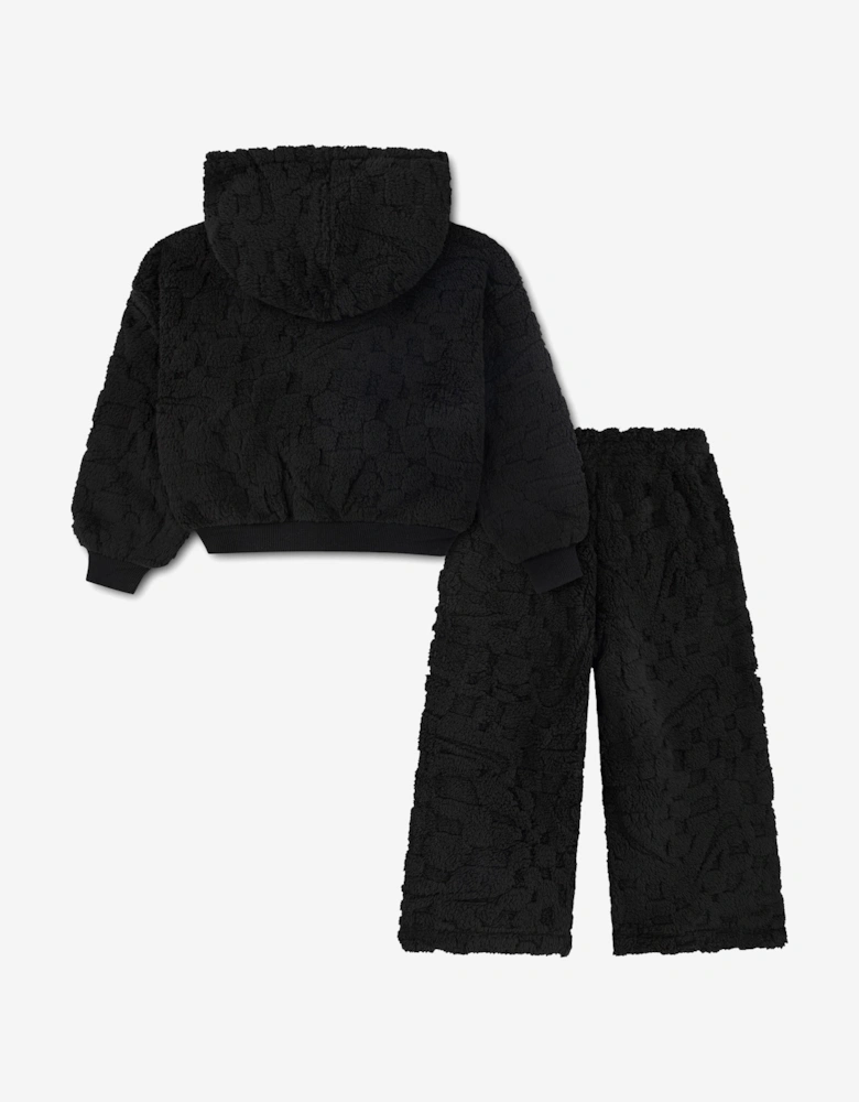 Girls Cozy PO Hood Tracksuit in Black