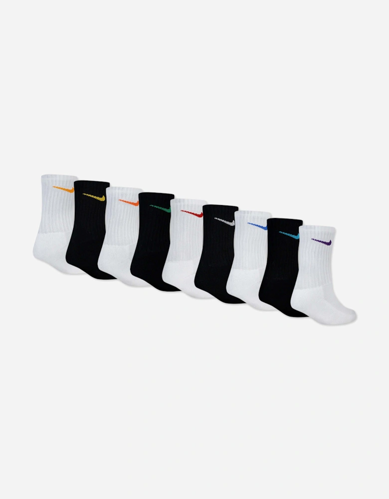 Kids Holiday 9 Pack Crew Box Socks Set in Black
