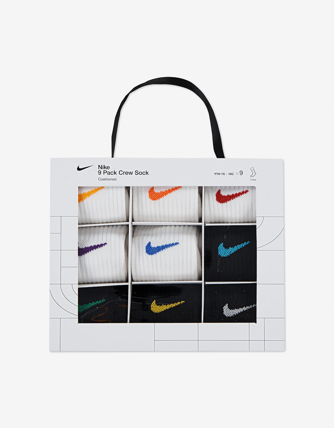 Kids Holiday 9 Pack Crew Box Socks Set in Black