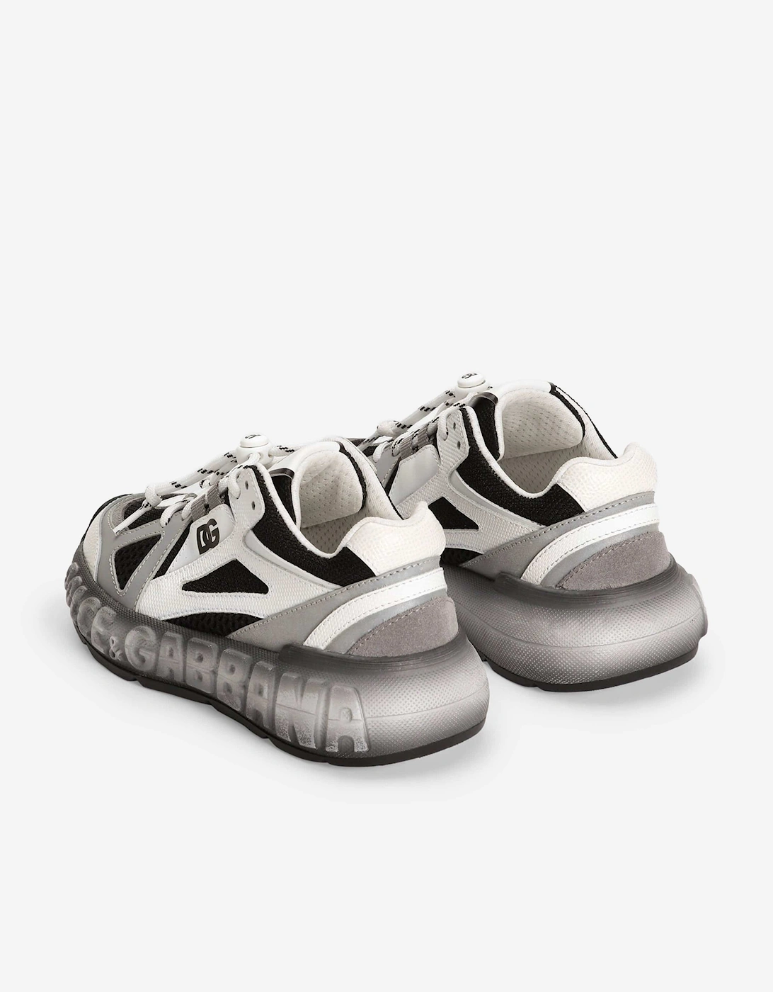 Boys Mesh and Leather Lace Up Trainers in White