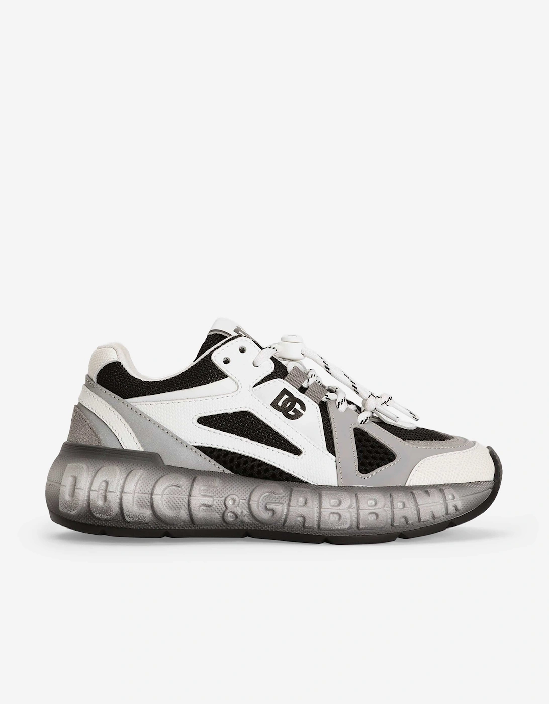 Dolce & Gabbana Boys White 'S Mesh And Leather Lace Up Trainers In  1 (Older) Size 33 Kids