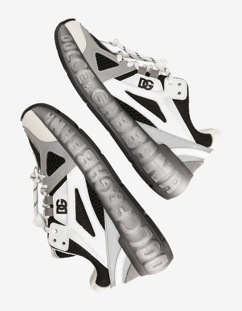 Boys Mesh and Leather Lace Up Trainers in White