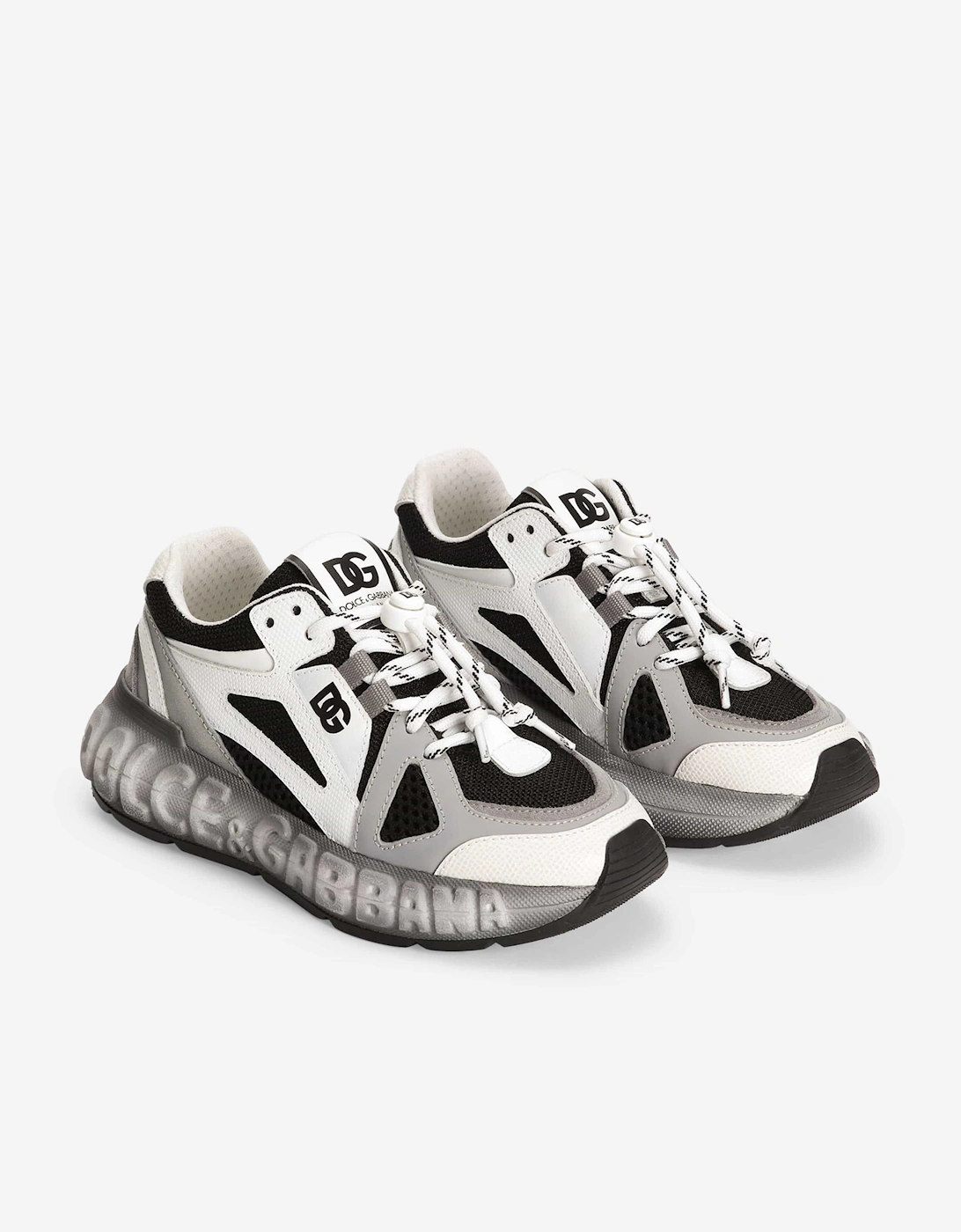 Boys Mesh and Leather Lace Up Trainers in White