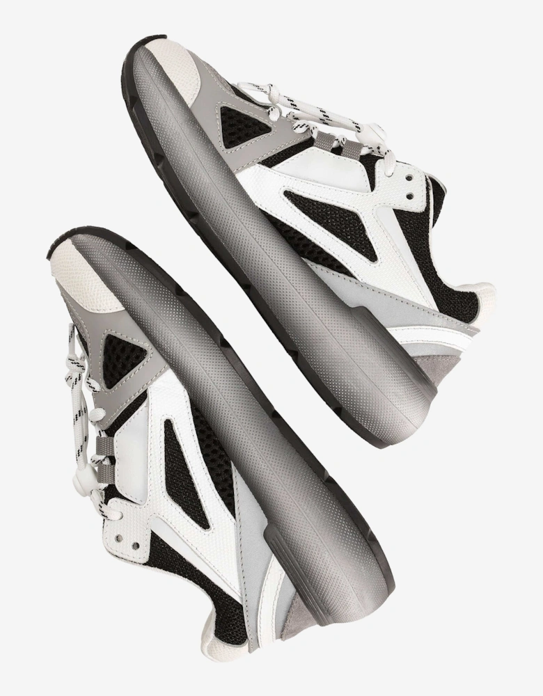 Boys Mesh and Leather Lace Up Trainers in White