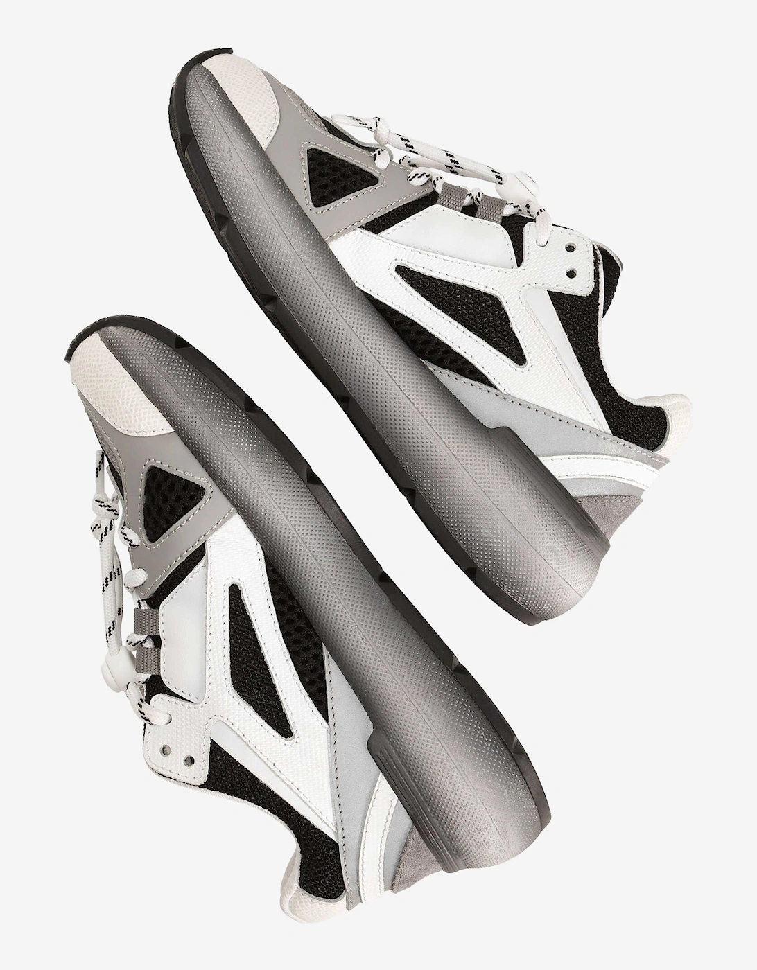 Boys Mesh and Leather Lace Up Trainers in White