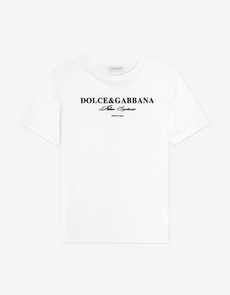 Boys Flock Logo T-Shirt in White