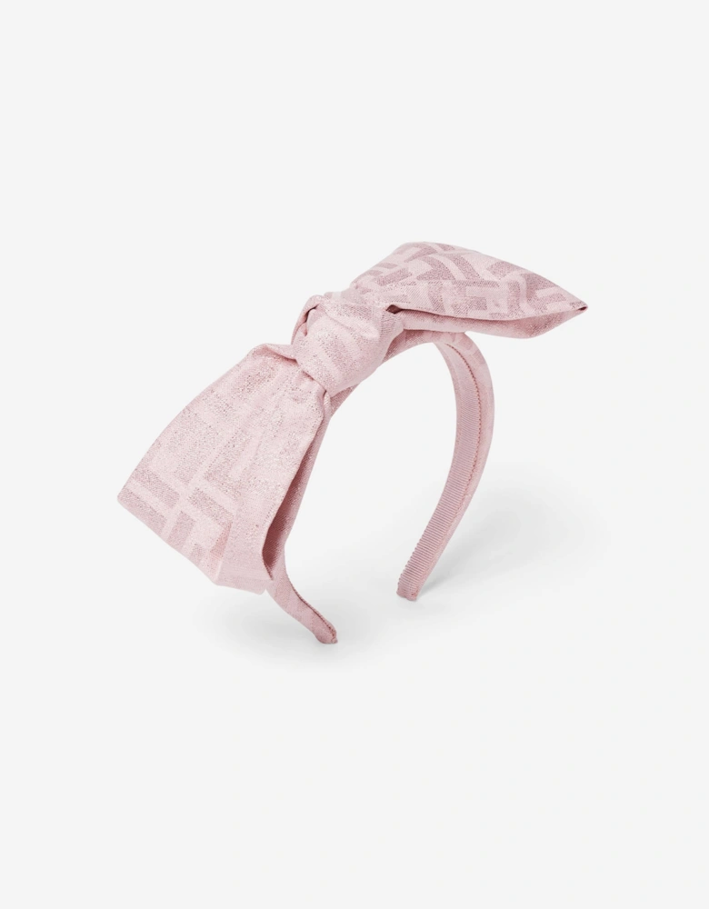 Girls FF Bow Headband in Pink