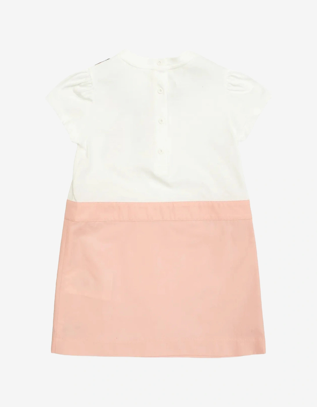Baby Girls Trompe l'oeil Bow Print Dress in Pink